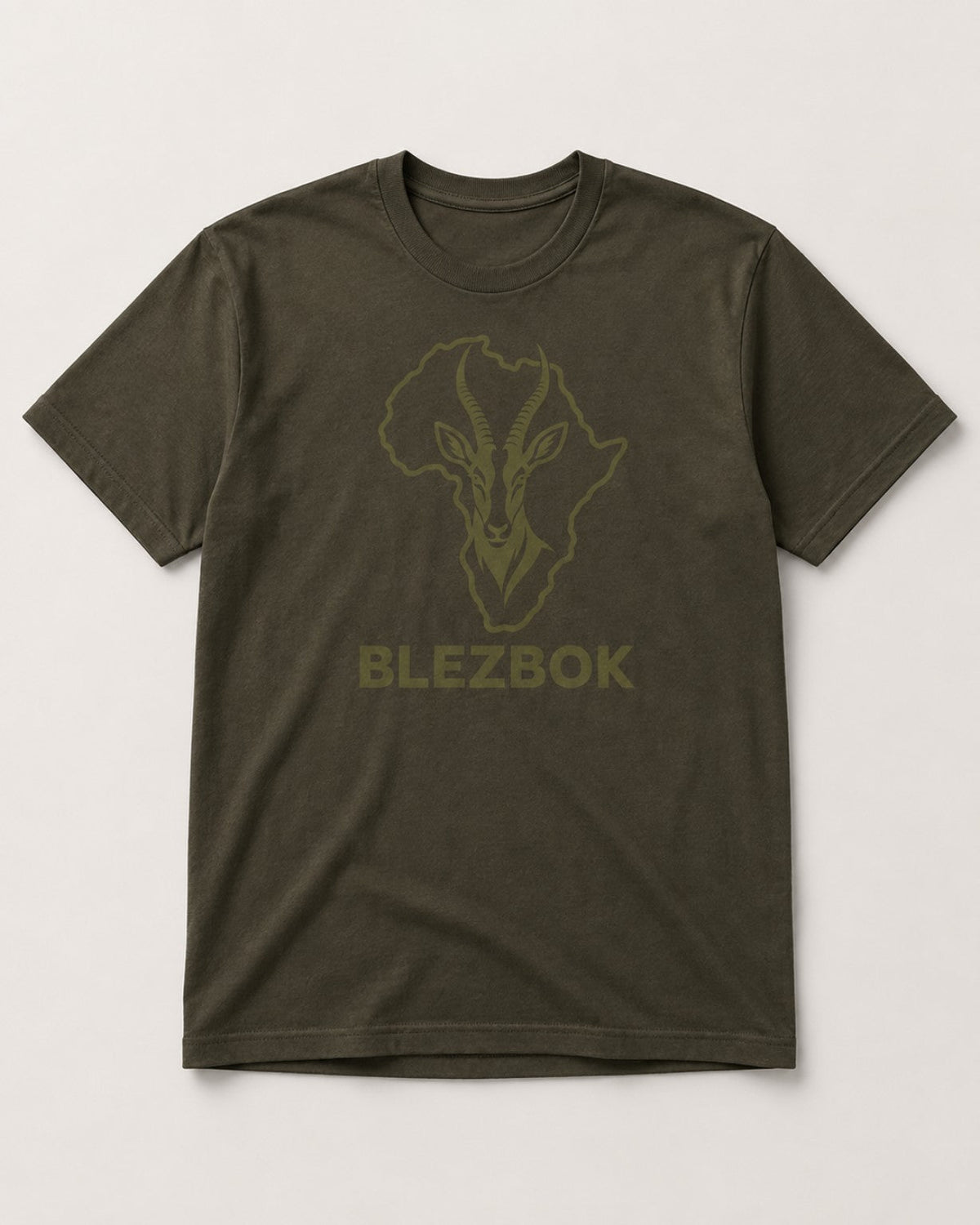 Olive Blezbok logo T-shirt front view